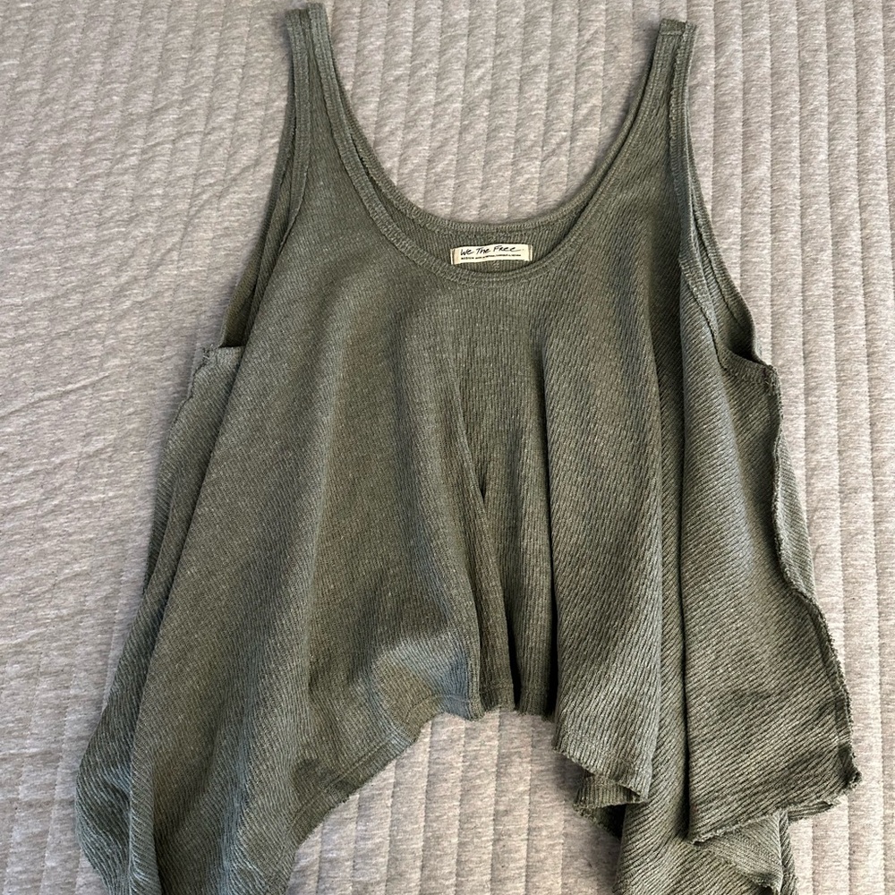 We the free Green Asymmetrical Tank Top